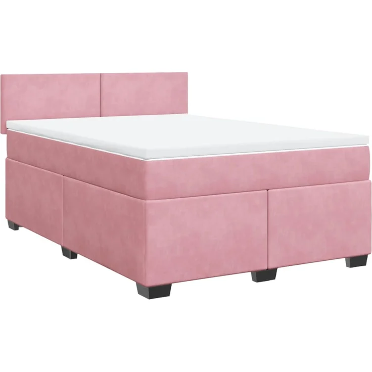 vidaXL Boxspringbett mit Matratze Rosa 160x200 cm Samt 3288653 – Bild 3