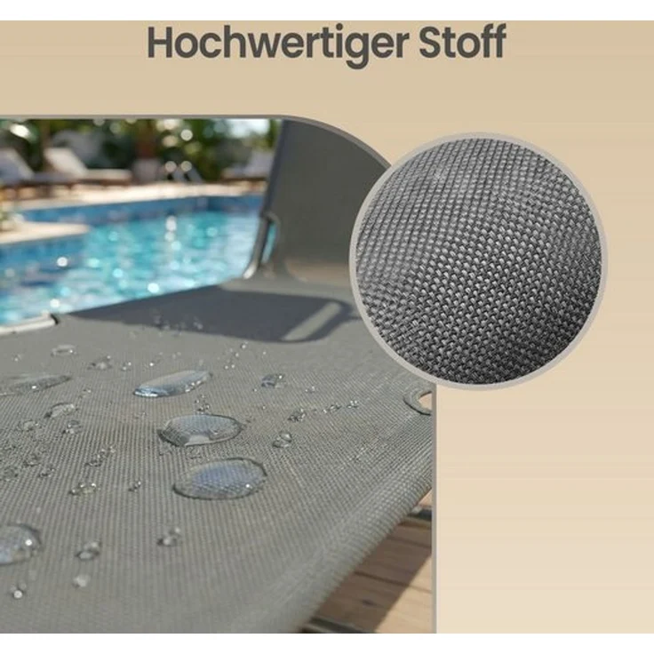SONGMICS Sonnenliege klappbar, 2er Set, belastbar bis 110 kg, verstellbare Sonnenblende, Rückenlehne, grau – Bild 4
