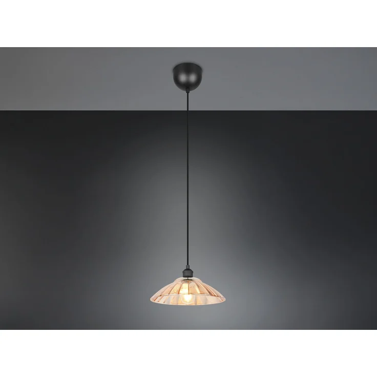 Pendelleuchte ELUNA einflammig, Schwarz mit Glasschirm Amber, Ø 29,5cm – Bild 3