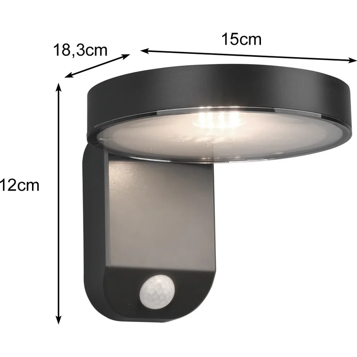 Reality Leuchten LED Solar Außenwandleuchte Posadas R22251142, Kunststoff anthrazit, inkl. 4.5 Watt LED, Bewegungsmelder Wandleuchte – Bild 3