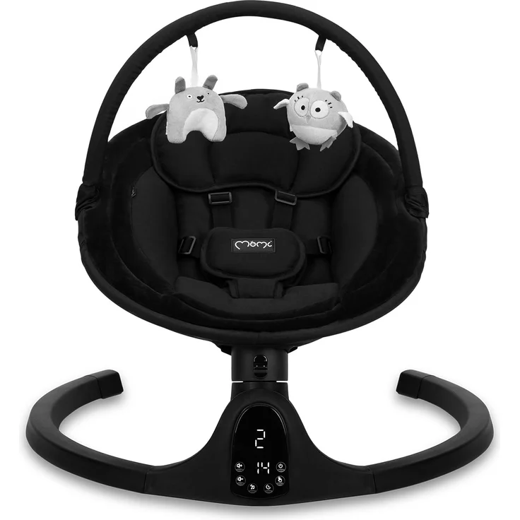 MoMi KENANI ONYX Babywippe für Babys bis 9 kg, mit LED-Display, Fernbedienung & Bluetooth für Smartphone, Batterie- oder Stromanschluss, mit 5-Punkt-Sicherheitsgurt, Bügel und Spielzeug – Bild 17