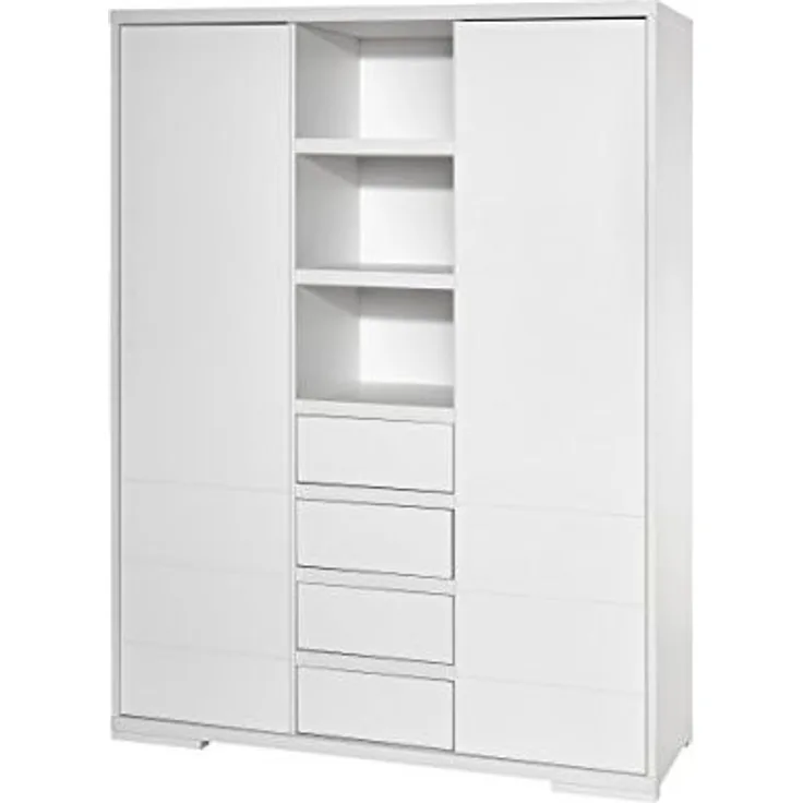 Schardt 'Maxx White' 2-trg. Kleiderschrank, weiß, mit 2 Kleiderstange, 4 Schubladen und 7 Ablagefächern