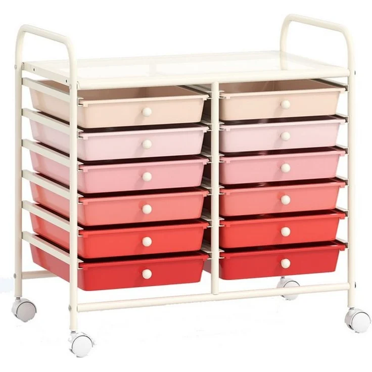 COSTWAY Rollcontainer, mit Schubladen Kunststoff, Rollwagen mit Rollen – Bild 4