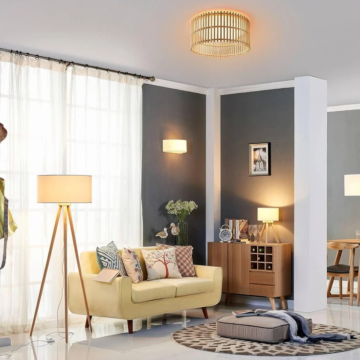 Lindby Stehlampe Charlia, Weiß IP20, 1x60 W – Bild 7