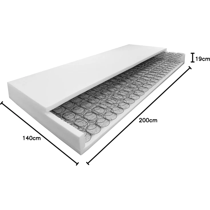 AM Qualitätsmatratzen - Bonellfederkernmatratze 140x200 cm H3 / H4-19cm Höhe - Made in Germany - Hochwertiger Bezug aus Doppeltuch mit versteppter Klimafaser (200g/ m²) – Bild 2