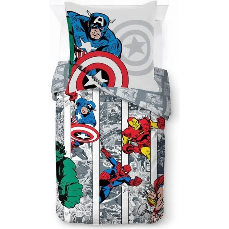 MARVEL Kinderbettwäsche Marvel Comics Bettbezug-Set 135x200 cm + Kissenbezug 80x80 cm, Washed Cotton, 2 teilig, 100 % Baumwolle, maschinenwaschbar, wendbar – Bild 4