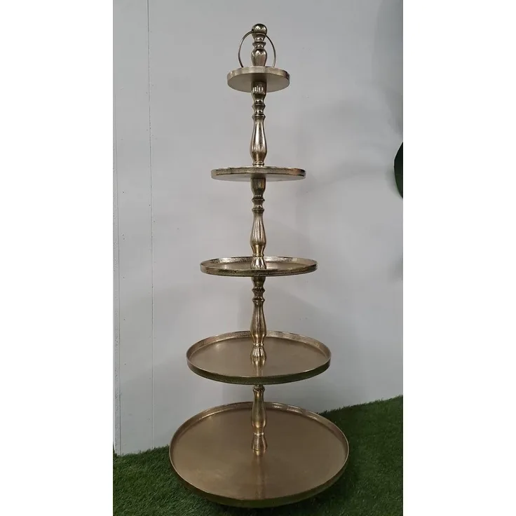Lesli Living Dekoetagere Etagere Brush 140cm Aluminium gold 5Etagen Servierständer