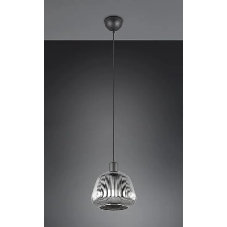Trio Leuchten Pendelleuchte Tarifa E27, schwarz matte Metall-Glas-Kombination, Ø 22 cm, max. 25W – Bild 5