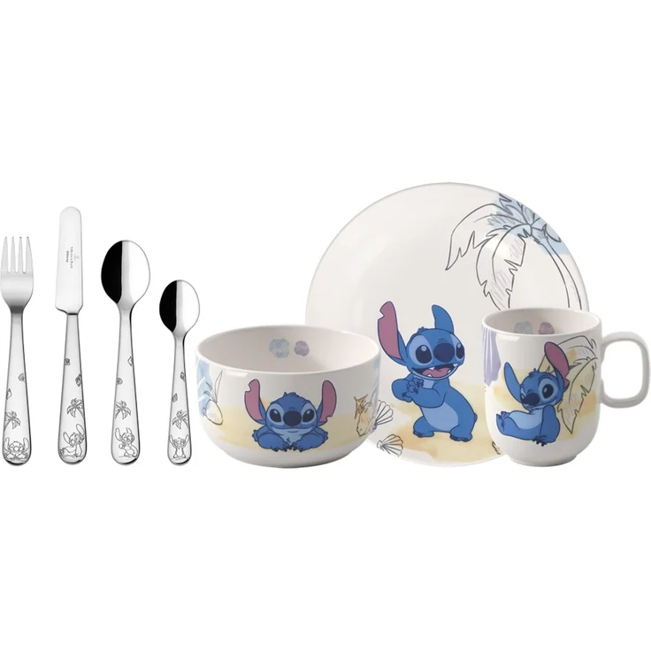 Villeroy & Boch - Disney Stitch Kindergeschirr Set 7tlg, Spülmaschinenfest, Mikrowellensicher, Geschirr und Besteck für Kinder, Premium Porzallan – Bild 1