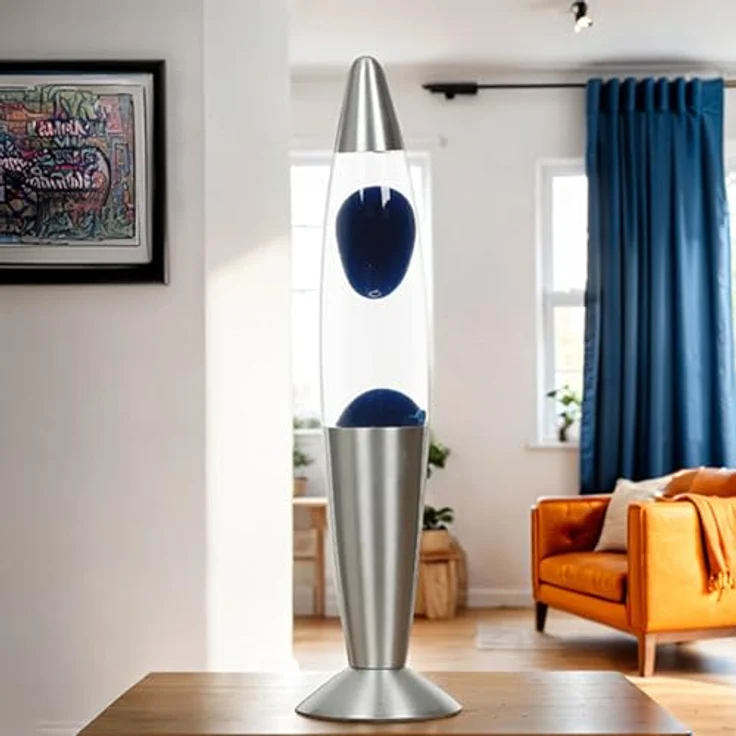 Licht-Erlebnisse Lavalampe TIMMY, Warmweiß, Retro Lampe Blau klein 36 cm hoch Tischleuchte – Bild 8