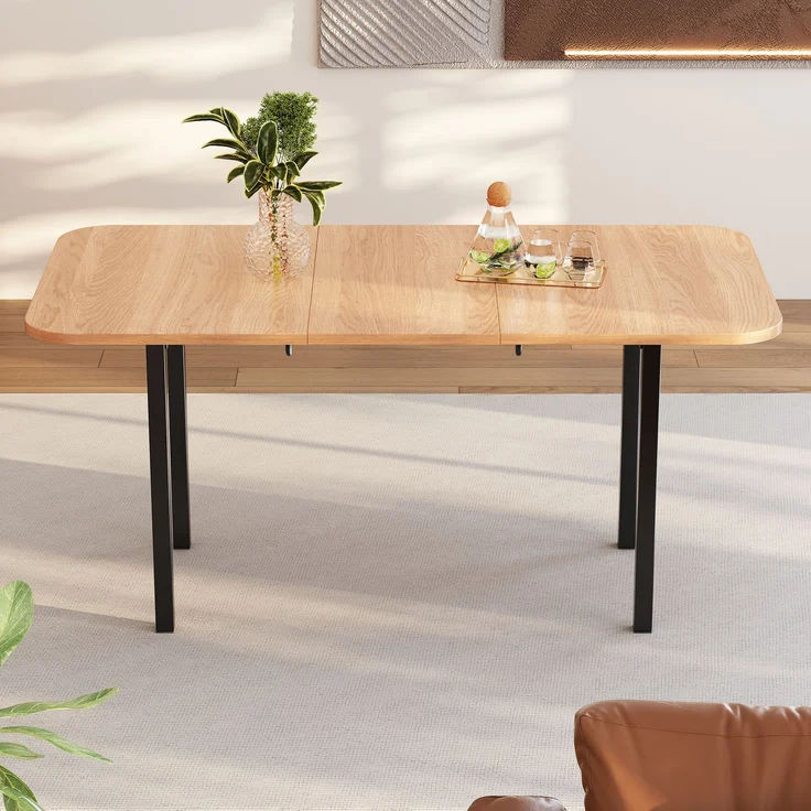 Ausziehbarer Esstisch 120/160x80x75 cm, American White Oak Optik – Bild 3