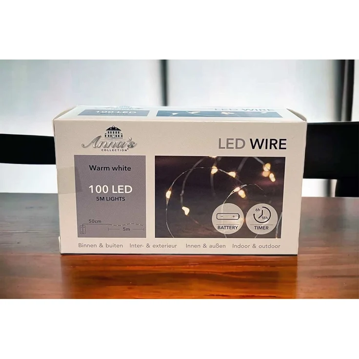 Coen Bakker Deco BV LED-Lichterkette LED Wire, Batterie Außen Draht silber 6/18h Timer 100 LED 4,95m – Bild 3