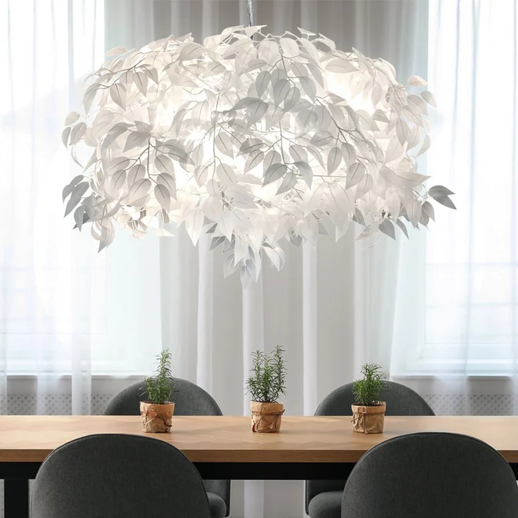 RGB LED Hängeleuchte, Blätter Design, weiß, 70 cm – Bild 5