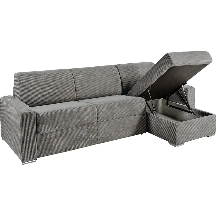 Vente-unique - CALITO Sofa SamtStoff Grau - B 223 cm152 cm x H 90 cm x L 278 cm – Bild 3