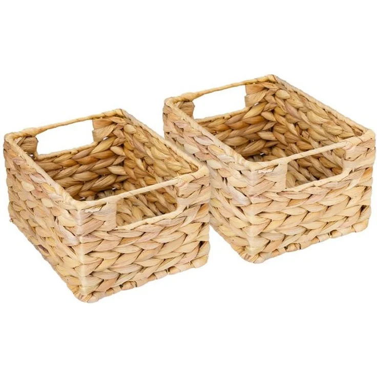 HMF Aufbewahrungskorb Korb geflochten aus Wasserhyazinthe Seegras (2 St), handgefertigter Flechtkorb 22 x 17 x 12 cm – Bild 4