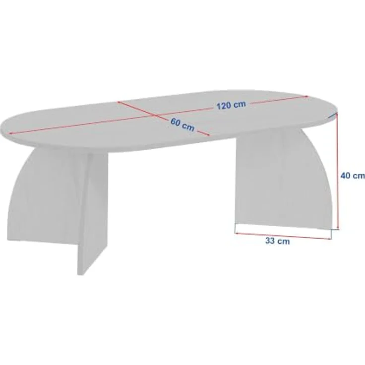 Hanah Home Stilvoller Couchtisch, 120 cm x 60 cm x 40 cm | 100% melaminbeschichtete Spanplatte, 18 mm stark | Elegante Oberfläche in Travertin- und Venezia-Walnuss-Optik, Tragkraft 25 kg – Bild 3