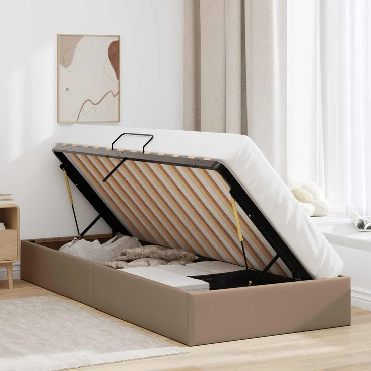 vidaXL Ottoman Bettgestell Cappuccino 100 x 200 cm Kunstleder 3442761 – Bild 4