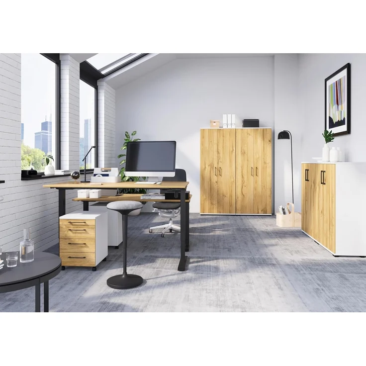 Germania Aktenschrank 4247-559 GW-Profi, in Weiß/Grandson-Eiche-Nb, mit Metallgriffen, 80 x 123 x 40 cm (BxHxT) – Bild 6