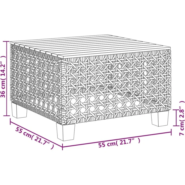vidaXL Gartentisch Beige 55x55x36 cm Poly Rattan Akazienholz 365931 – Bild 9