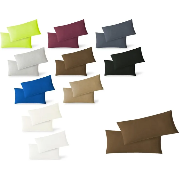 Kissenbezug Hülle Doppelpack mit Reißverschluss 40 x 80 cm Jersey Schokobraun