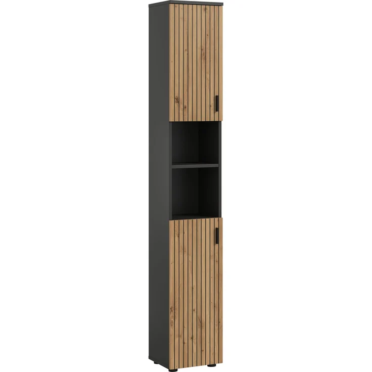Badschrank B/H/T: 30x192x30 cm in Basalt Nachbildung und -- – Bild 1