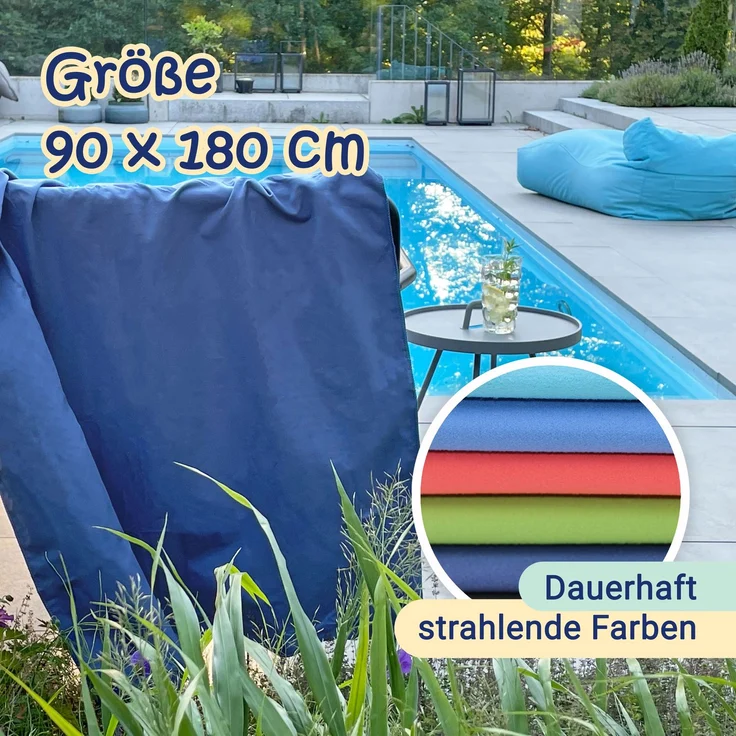 ZOLLNER Sporthandtuch Mikrofaser, 90x180 cm, marine, mit praktischer Transporttasche – Bild 3