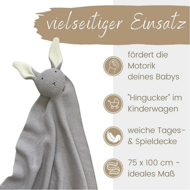 Babydecke DIKOS® Babydecke SCHMUSE-HASE Baby Geschenk Mädchen Junge Geschenkset, DIKOS, Geschenk zur Geburt, PREMIUM Qualität, 100 % BIO Baumwolle, nachhaltig – Bild 3
