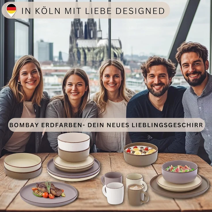 SÄNGER Steingut Kaffeebecher Bombay Erdfarben 4 teilig – Bild 6