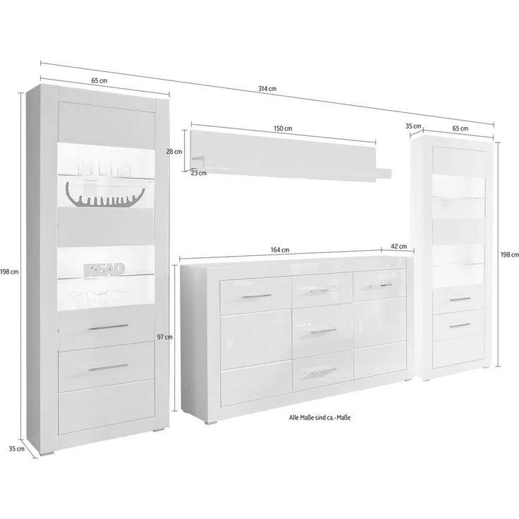 INOSIGN Wohnwand BIANCO, (Set, 4-St) – Bild 2