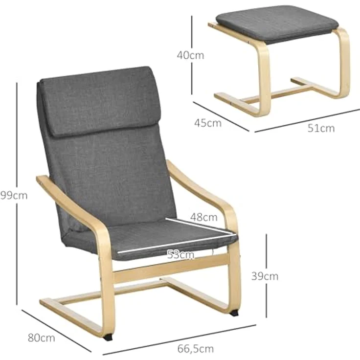 HOMCOM Relaxsessel Armlehnensessel (2-St) – Bild 4