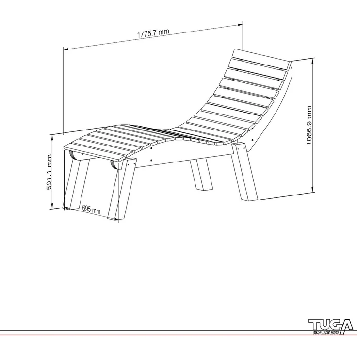 Gartenliege Relaxliege "Liege-Franzi" (Fichte) Breite 70cm Einstiegshöhe 60cm mit Füßen – Bild 7
