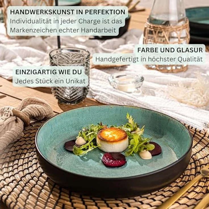 Sänger Fiji Tafelservice, 24-teiliges Geschirr-Set aus grünem Steingut, kratzfest, spülmaschinen- und mikrowellengeeignet – Bild 5