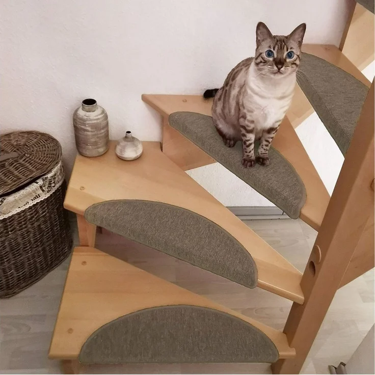 Beautissu Stufenmatte Treppenstufenmatten ProStair, 55x15 cm, 15 Stück, Sand, Halbrund, Höhe: 4 mm, Stufenmatten Selbstklebend Innen Treppenmatten Stufenmatte – Bild 4