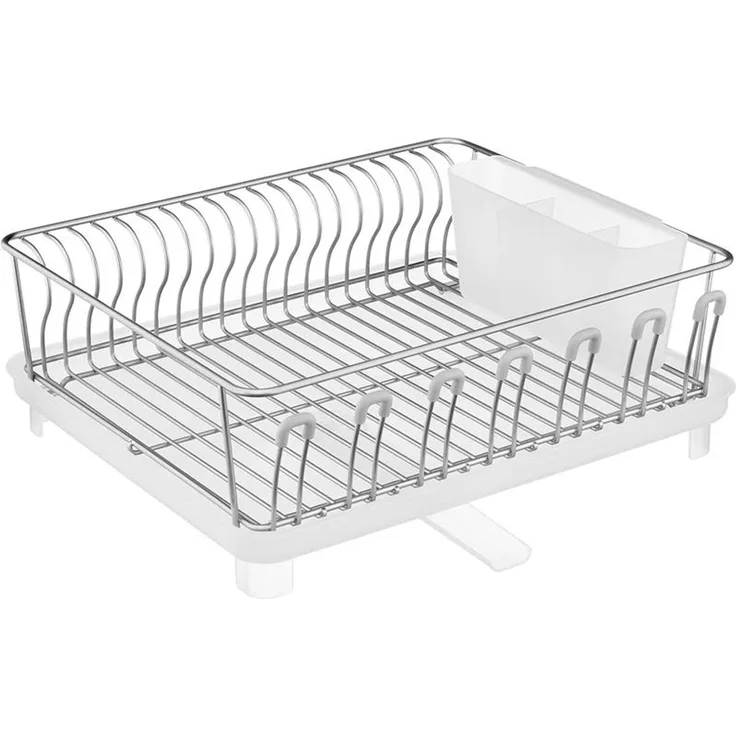 mDesign Abtropfgestell Geschirrabtropfer Besteckkorb Metall Kunststoff Silber