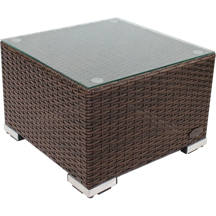 RS Trade 'Toscana' Beistelltisch mit verstärktem Alu-Gerüst, Polyrattan, Braun, 50 x 50 x 32 cm – Bild 1