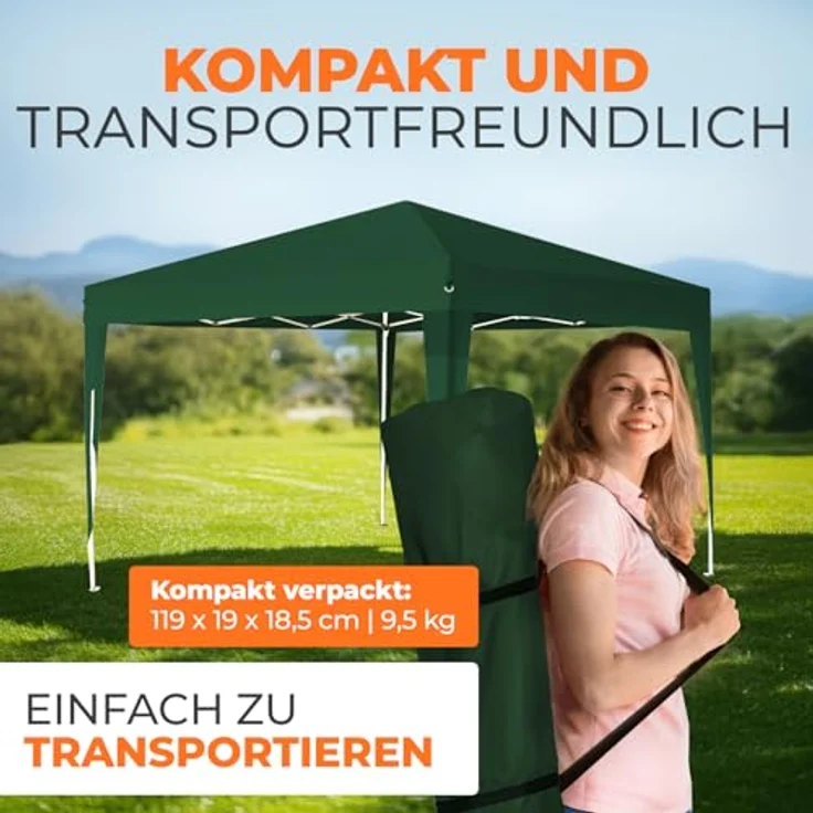 Kronenburg Faltpavillon wasserdicht Dachmaß 2x2 m UV Schutz 50+ Pavillon in Grün – Bild 7