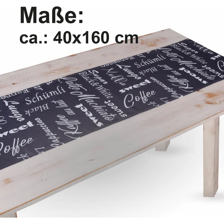 Tischdecke Sommer mit brillantem Druck ( Tischläufer 160x40cm ) "Coffee" Frühling Tischdekoration für den Esstisch - ÖKO Tex Standard 100 - Unterlage – Bild 3