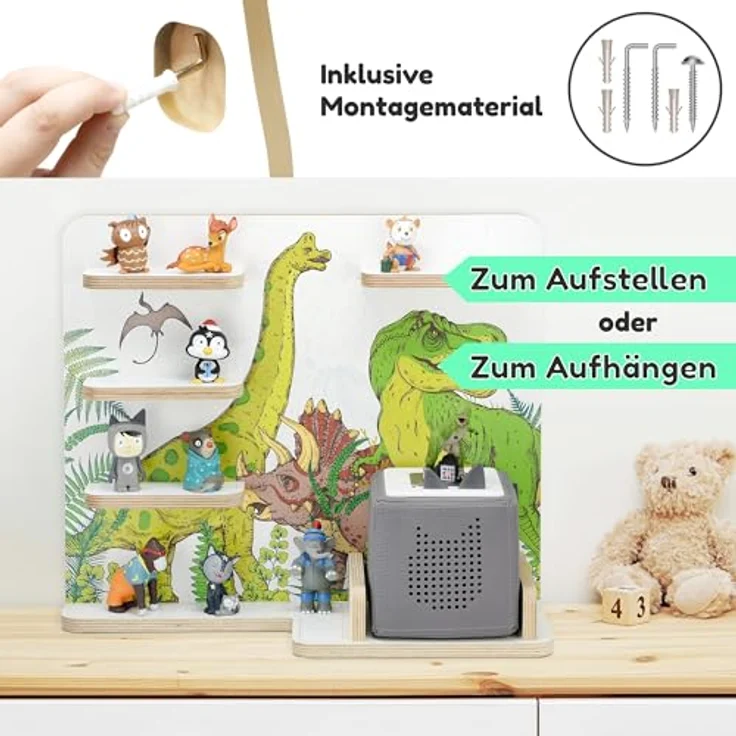 stadtecken Kinderregal Dinosaurier, Regal für die Toniebox und ca. 35 Tonies, Passend für ca. 35 Tonies – Bild 7