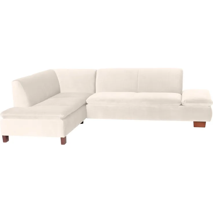 Ecksofa mit Ottomane links Kaye Bezug Samtvelours Buche nussbaum dunkel / creme 23089