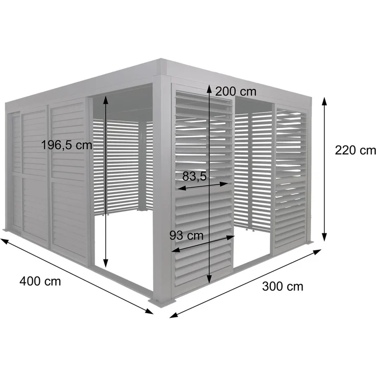 Mendler 'HWC-L46' Pergola, Regenrinne sturmfest, Aluminium anthrazit, 3x4 m – Bild 3