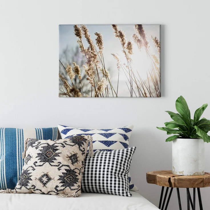 Leinwandbild Blume Blau Beige 70x50 DD123037 Keilrahmenbild Wandbild Leinwand – Bild 2