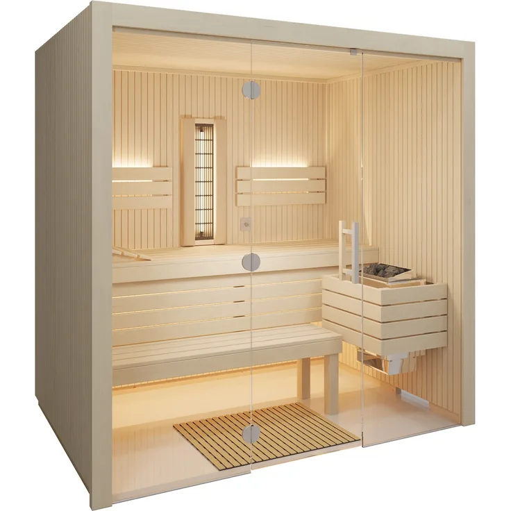 Infraworld Gracil Complete Multifunktionssauna mit Infrarotstrahler in Espe 210x140x210cm
