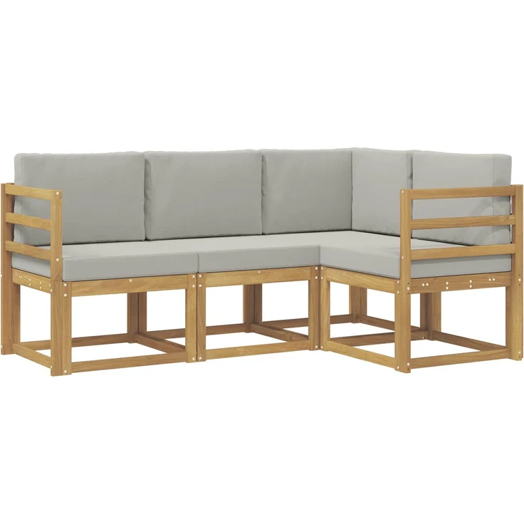 vidaXL Outdoor-Sofagarnitur 4 pcs Weiß und Hellgrau, 185,5 x 126,5 x 73 cm – Bild 2