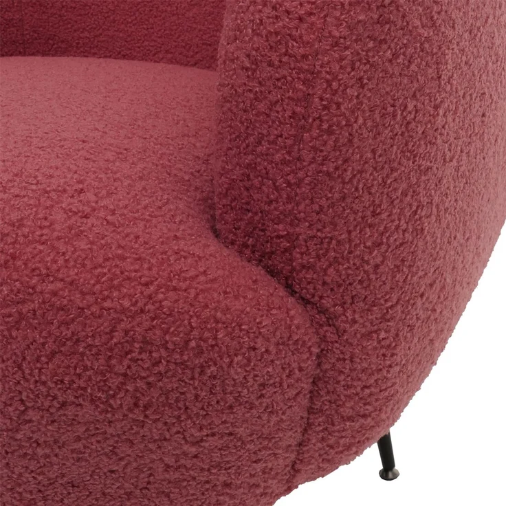 Lounge-Sessel HWC-O37, Cocktail-/Clubsessel Polstersessel Sessel, Stoff/Textil Bouclé (330g/m²) Metall MVG ~ purpur-rot – Bild 8