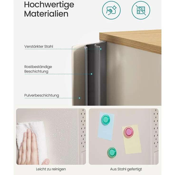 SONGMICS Metallschrank, mit Doppeltür, Magnetverschluss, verstellbarer Einlegeboden, Stahlgestell sandbeige-naturbeige, 40 x 80 x 76 cm – Bild 4