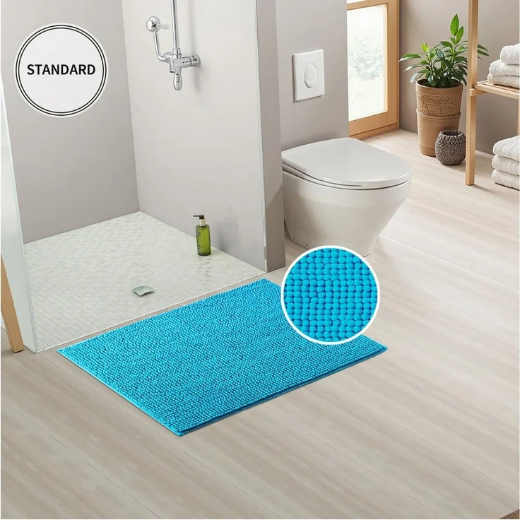OTTO home Badematte Vanessa Chenille, Standard & Premium, 15mm oder 20mm, auch als 2er Set, rutschhemmend beschichtet, schnell trocknend, strapazierfähig, fußbodenheizungsgeeignet, Polyester, rechteckig, 2-tlg. 45 cm x 50 cm, Uni Farben, besonders weic... – Bild 3