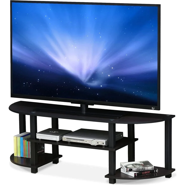 Furinno TV-Regal mit 4 Ablageflächen, Dunkle Walnuss, 34. 04x120. 02x40. 39 cm
