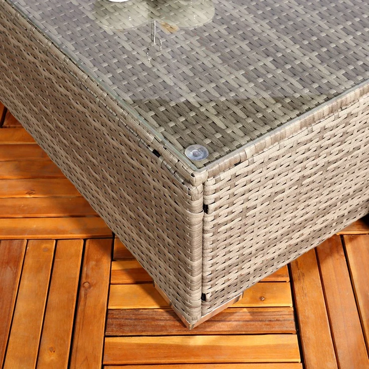 Gartensitzgruppe Terrassenmöbel Polyrattan Lounge Garnitur Essgruppe grau – Bild 5
