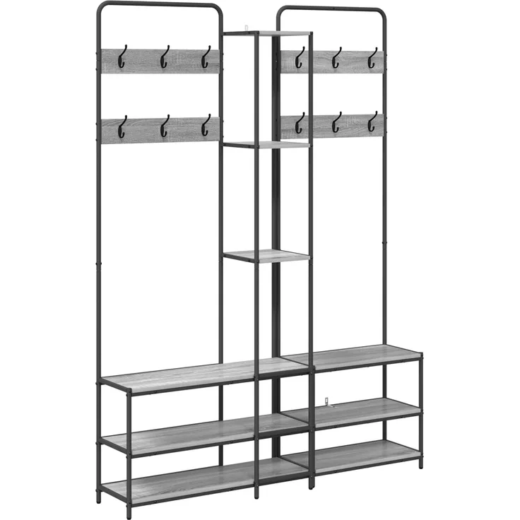 vidaXL Garderobenständer mit Schuhbank Sonoma-Grau 143 x 30 x 199,5 cm 8012047 – Bild 2