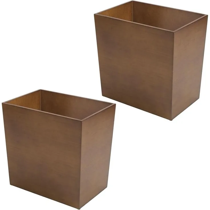 Stilvoller Abfalleimer Mülleimer mDesign Bambus-Optik Holzfaser 2er Set braun